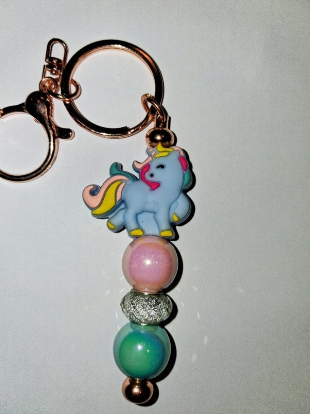💙 Handmade Blue Unicorn Bag Clip / Keychain